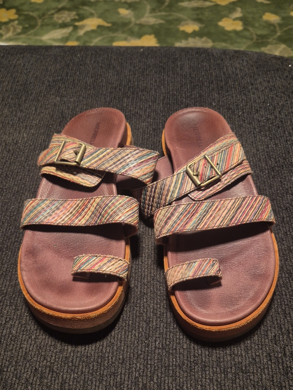 Merrell Women's Multicolor Striped Double-Strap Slide Sandals